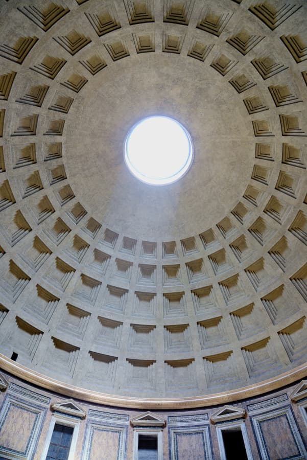 Interior view of the dome of the Pantheon in Rome.